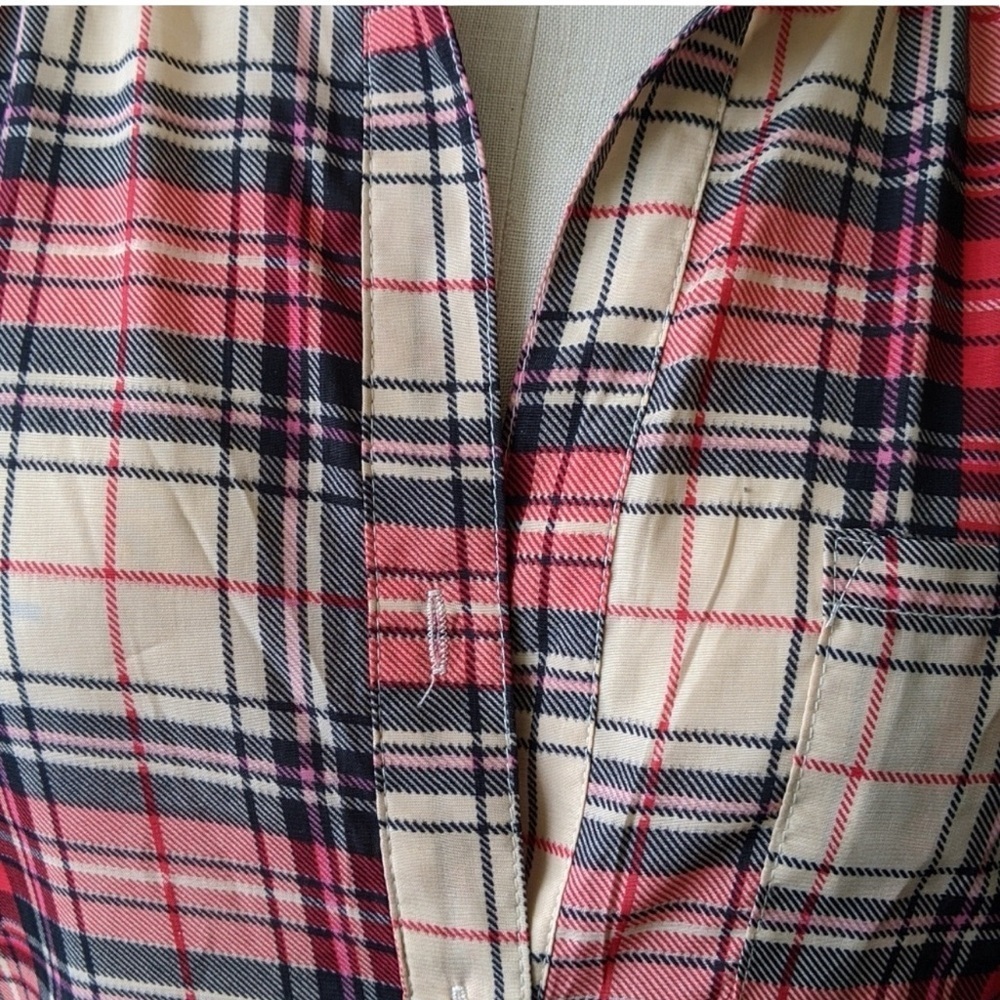 Akira plaid silky blouse size small - Picture 2 of 6
